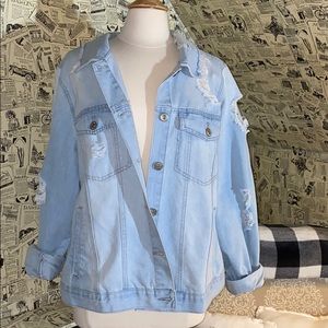 Oversized Distressed Jean Jacket